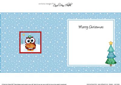 Xmas Little Hoot Owl Approx 5.5" x 5.5" Square Insert