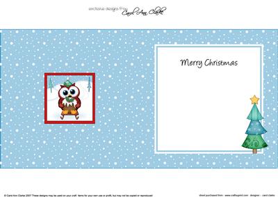 Xmas Little Hoot Owl Approx 5.5" x 5.5" Square Insert