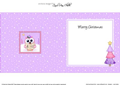 Xmas Little Hoot Owl Approx 5.5" x 5.5" Square Insert