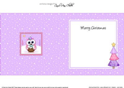 Xmas Little Hoot Owl Approx 5.5" x 5.5" Square Insert