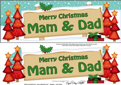 Xmas Mam & Dad Trees Signpost Lge Dl Easicut 3D Decoupage