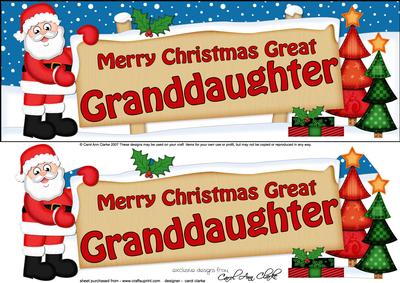 Xmas Great Granddaughter Santa Signpost Lge Dl Decoupage
