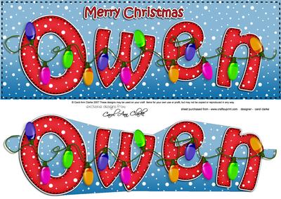 Xmas Owen Xmas Lights Large Dl & 3D Decoupage