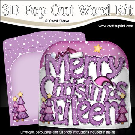 Merry Christmas Eileen Trees Pop Out Xmas Word Card