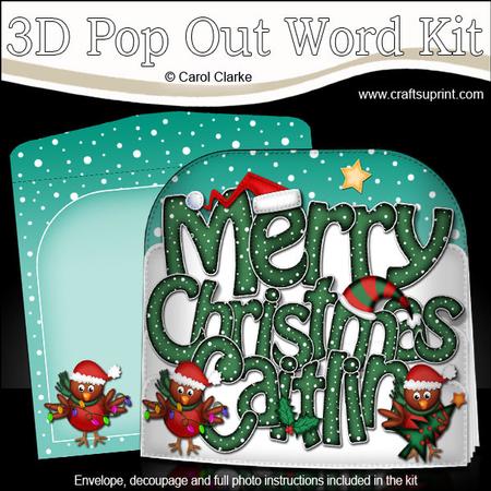 Merry Christmas Caitlin Robins Pop Out Xmas Word Card
