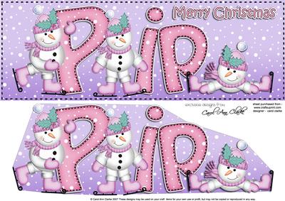 Xmas Pip Snowmen Large Dl & 3D Decoupage