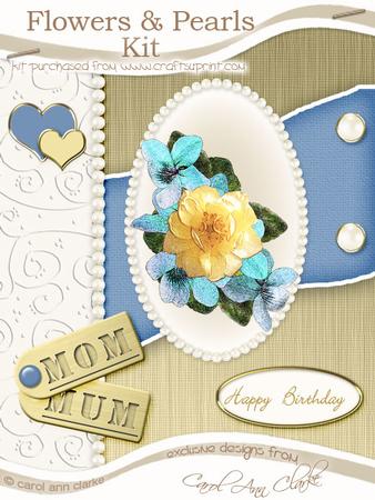Flowers and Pearls in Aquamarine Kit with Step by Step Decoupage