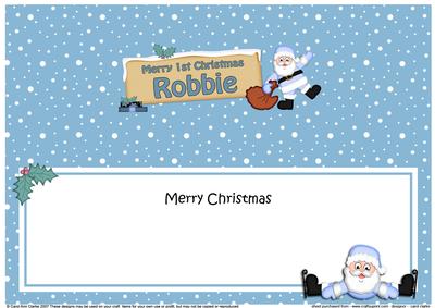 1st Xmas Robbie Santa Signpost Large Dl Insert