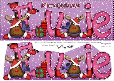 Xmas Evie Rudolph Large Dl & 3D Decoupage