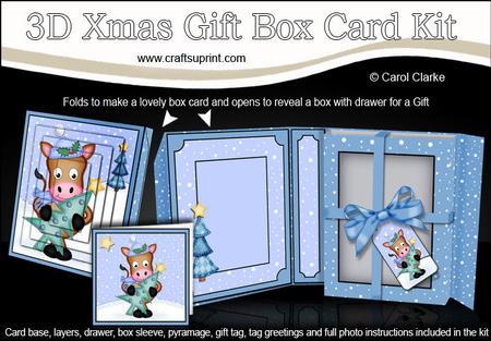 3D Xmas Gigi Horse's Tree Gift Box Card Kit & Pyramage