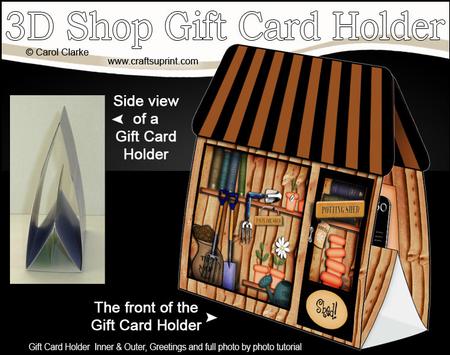 3D Little Potting Shed Shop Gift Card Holder
