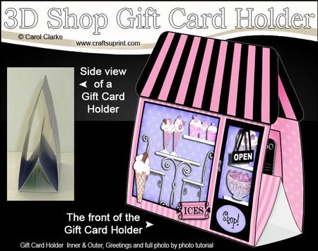 3D Little Ice Cream Parlour Shop Gift Card Holder