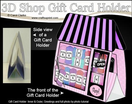3D Little Knits & Knots Knitting Shop Gift Card Holder