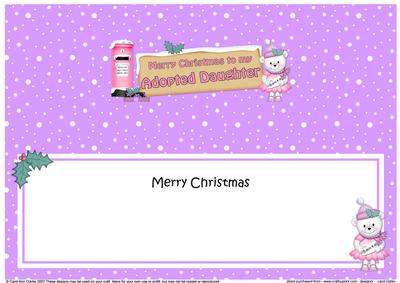Xmas Adopted Daughter Teddy Signpost Lge Dl Matching Insert