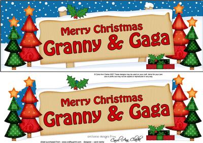 Xmas Granny & Gaga Trees Signpost Lge Dl Decoupage