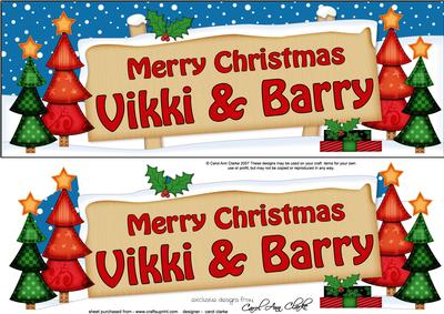Xmas Vikki & Barry Trees Signpost Lge Dl Decoupage