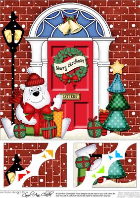 8 x 8 Ben Polar Bear Christmas Door Scalloped Topper