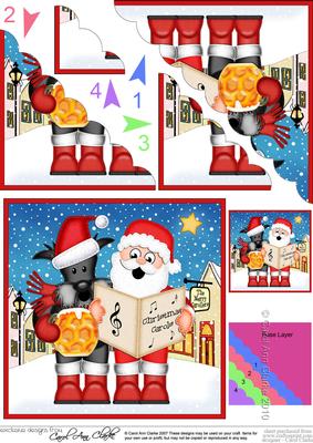 Singing Santa & Scottie Dog Merry Carollers Scallop Corner