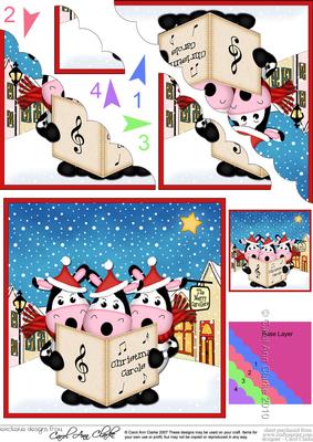 Singing Moo Cows Merry Carollers Scallop Corner