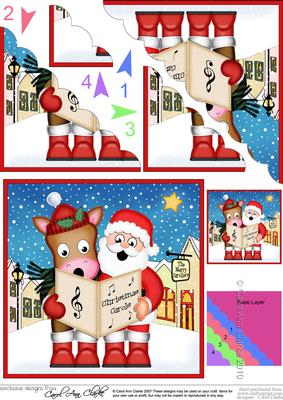 Singing Santa & Gigi Horse Merry Carollers Scallop Corner
