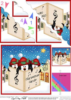 Singing Penguins Merry Carollers Scallop Corner