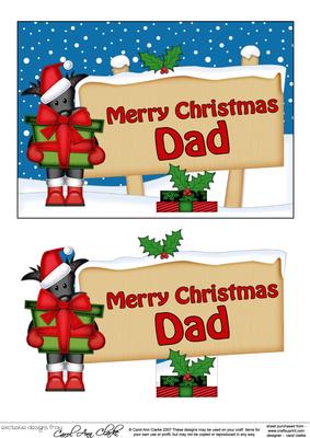 Xmas Dad Dog's Present Signpost 5x7 Easicut Decoupage
