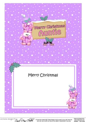Xmas Auntie Penguins Signpost 5x7 Matching Insert