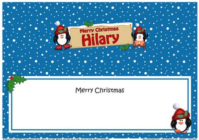 Xmas Hilary Penguins Signpost Large Dl Matching Insert