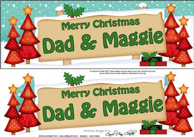 Xmas Dad & Maggie Trees Signpost Large Dl Easicut Decoupage