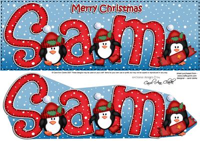 Xmas Sam Penguins Large Dl & 3D Decoupage
