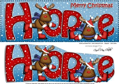 Xmas Hope Rudolph Large Dl & 3D Decoupage