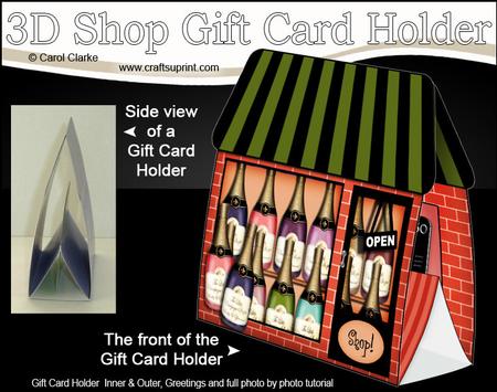 3D Little Champagne Shop Gift Card Holder
