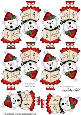 Xmas Teddy Tess 3D Decoupage Sheet