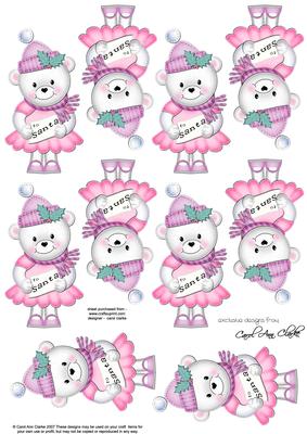 Xmas Teddy Tess 3D Decoupage Sheet