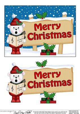 Xmas Teddy Ed Signpost 5x7 Easicut Decoupage