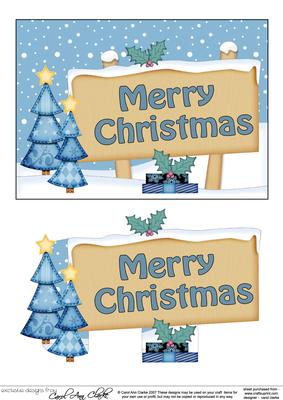 Xmas Trees Signpost 5x7 Easicut Decoupage