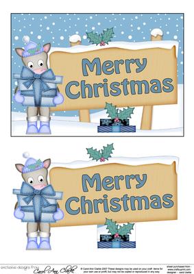 Xmas Gigi Horse Signpost 5x7 Easicut Decoupage