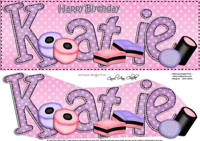 Large Dl Birthday Katie Sweets Quick Card 3D Decoupage