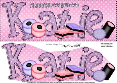 Large Dl Sweet Sixteen Katie Sweets Quick Card 3D Decoupage