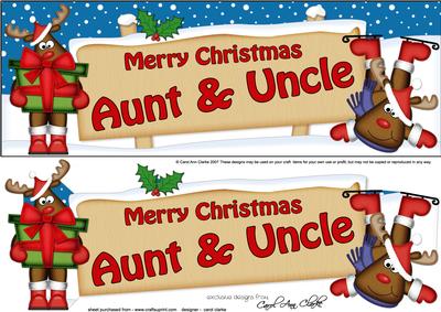 Xmas Aunt & Uncle Rudolph Signpost Large Dl 3D Decoupage