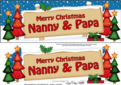 Xmas Nanny & Papa Trees Signpost Large Dl Easicut Decoupage