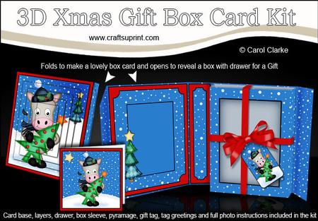 3D Xmas Gigi Horse's Tree Gift Box Card Kit & Pyramage