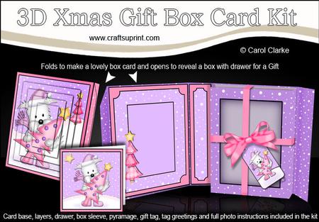3D Xmas Westie Dog's Tree Gift Box Card Kit & Pyramage