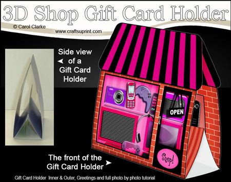 3D Little Girly Gadget Shop Gift Card Holder