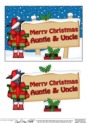 Xmas Auntie & Uncle Scottie Dog Signpost 5x7 Decoupage
