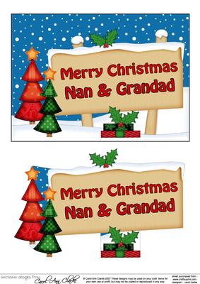 Xmas Nan & Grandad Trees Signpost 5x7 Decoupage