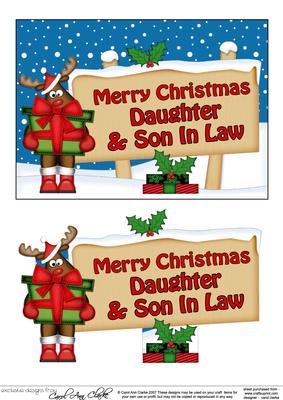 Xmas Daughter & Son in Law Rudolph Signpost 5x7 Decoupage