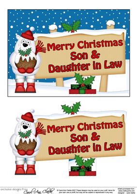 Xmas Son & Daughter in Law Bear Signpost 5x7 Decoupage