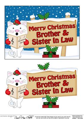 Xmas Brother & Sister in Law Cat Signpost 5x7 Decoupage