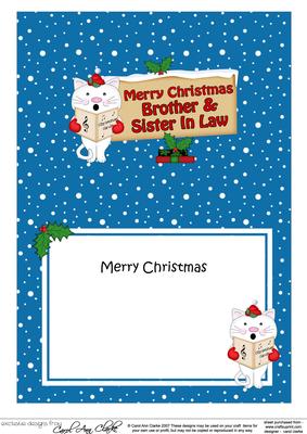 Xmas Brother & Sister in Law Cat Signpost 5x7 Insert